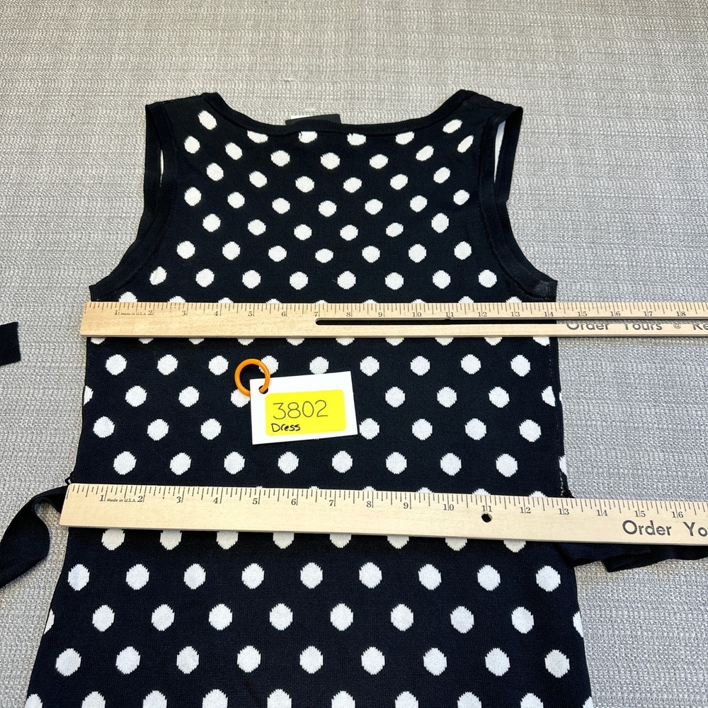 New Classic Polka Dot Sleeveless Knit Dress Small Tie Waist Retro Pinup - Picture 7 of 8